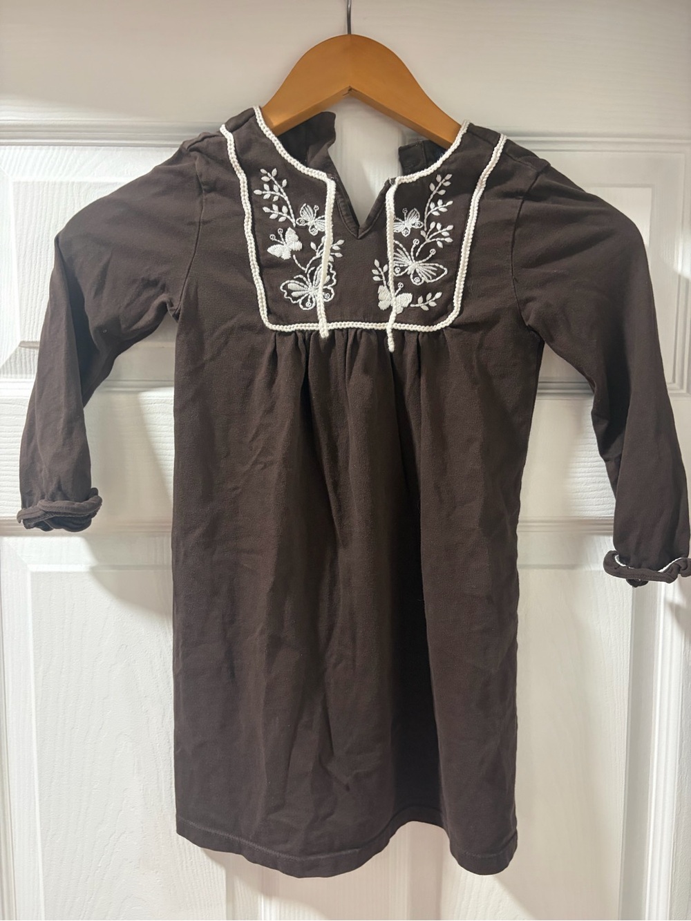 BABY GAP Brown Girls Dress with White Embroidered Yoke